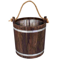 Запарник 16л. с нержавеющей вставкой, ДУБ в темном (Woodson)