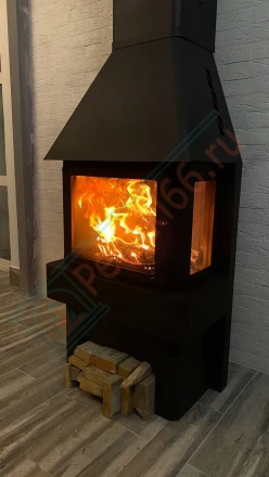 Печь-камин ЭкоКамин Бавария Три стекла под ключ (монтаж 08.2018)