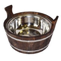 Шайка двуручная 15л. с нержавеющей вставкой, Дуб в темном (Woodson)