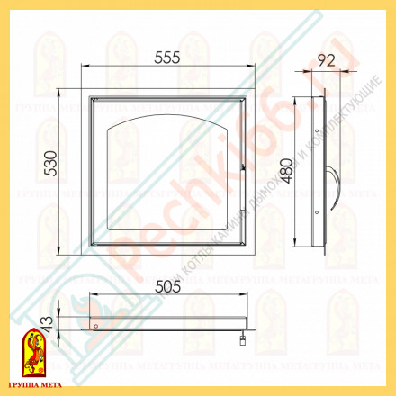 Дверка для камина, ДК555-1А (Мета)