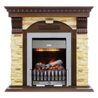 Электрокаминокомплект Dublin угловой - Темный дуб / Сланец с очагом Danville Antique Brass FB2