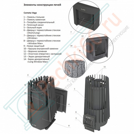 Печь для бани Cometa 180 Vega Window Pro (Grill’D)