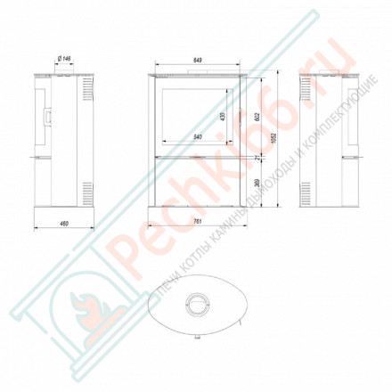 Печь-камин KOZA AB/S/2/KAFEL, черный (Kratki)