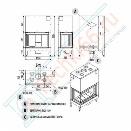 Каминная топка Plasma 95 sx Wood, Правое (MCZ)