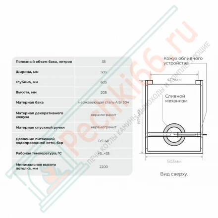 Обливное устройство Учар 35 л, Tulip Gray Glossy (Русский Дух)
