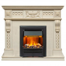 Каминокомплект Corsica - Слоновая кость с патиной (Ширина 1100) с электрическим очагом Brookline Black Каминокомплект Corsica - Слоновая кость с патиной (Ширина 1100) с электрическим очагом Brookline Black