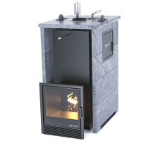 Печь для бани Геленджик-М2 в трёхстороннем кожухе из талькохлорита (ИзиСтим)