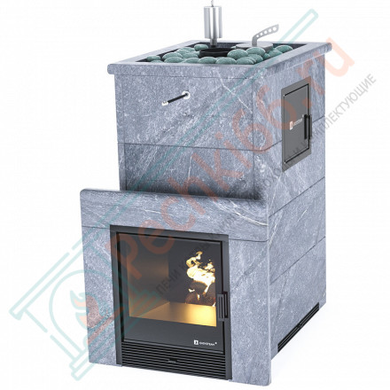 Печь для бани Геленджик-М2 в талькохлорите с открытым верхом (ИзиСтим)