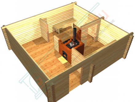 Печь для бани № 05, под обкладку, с баком 72 л (Тройка)
