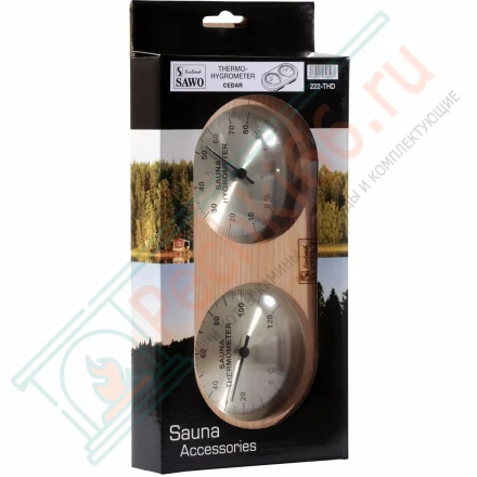 Термогигрометр овальный 222-THD, кедр (Sawo)