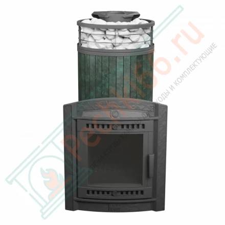 Банная печь Атмосфера XL, верде гватемала ламель+сетка с тоннелем NEW (ProMetall) 26м3