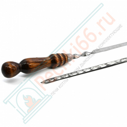 Шампур с деревянной ручкой, нерж. сталь (550х12х3 мм)