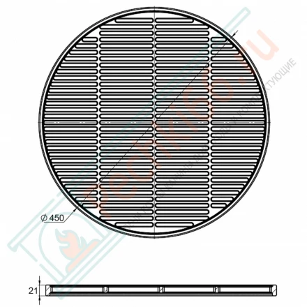 Решетка чугунная круглая "Морепродукты" Ø 450мм