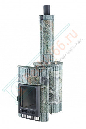 Дровяная банная печь Ферингер ОПТИМА "Жадеит перенесённый рисунок + жадеит бучардированный" до 28 м³