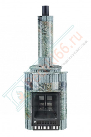 Дровяная банная печь Ферингер ОПТИМА "Жадеит перенесённый рисунок + жадеит бучардированный" до 28 м³