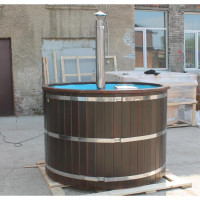 Японская баня Фурако круглая с пластиковой вставкой с внутренней печкой 150х150х120 (НКЗ)