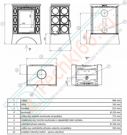 Керамическая печь-камин Helvetia K, металлический цоколь, зеленая (ABX)