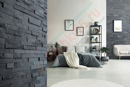 Плитка Сланец чёрный 600 x 150 x 15-20 мм (0.63 м2 / 7 шт)