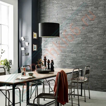 Плитка Сланец чёрный 600 x 150 x 15-20 мм (0.63 м2 / 7 шт)