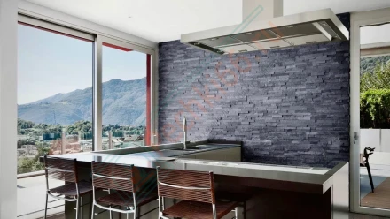 Плитка Сланец чёрный 600 x 150 x 15-20 мм (0.63 м2 / 7 шт)