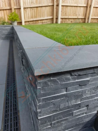 Плитка Сланец чёрный 600 x 150 x 15-20 мм (0.63 м2 / 7 шт)