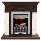 Каминокомплект Bern Сланец мелкий белый / Темный дуб с очагом Danville Chrome FB2