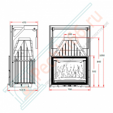 Чугунная топка Гранд Ангел 700 контргруз (INVICTA)