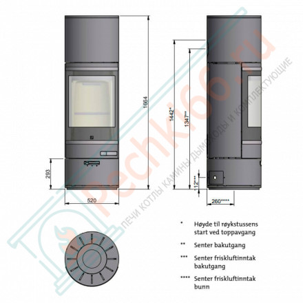 Печь-камин Scan 85-6 High Top/Low Base, шамотные плиты, BP (Scan)