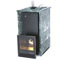 Печь для бани Геленджик в трёхстороннем кожухе с открытым верхом из змеевика (ИзиСтим)