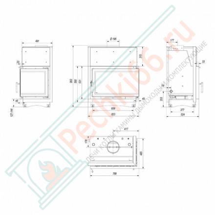 Стальная топка Oliwia/PW/BP/17/BS/W/DECO (Kratki)