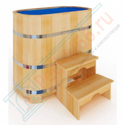 Купель кедровая Премиум овальная с пластиковой вставкой 120х200х120 (НКЗ)