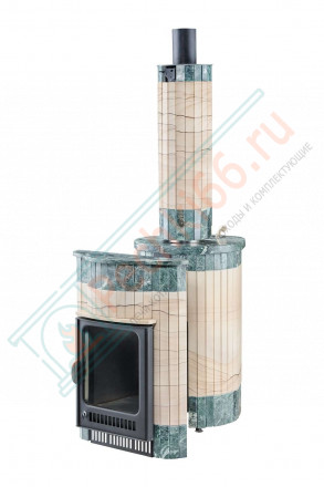 Дровяная банная печь Ферингер Малютка  "Окаменевшее дерево перенесённый рисунок + змеевик" до 18 м³