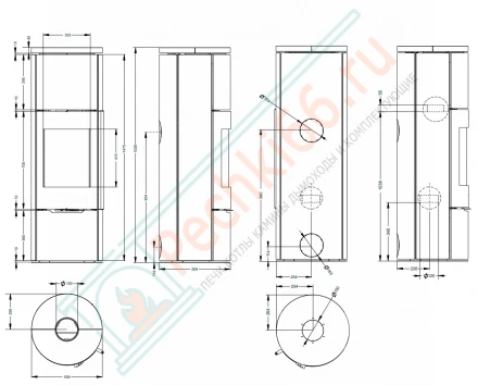 Печь-камин R1.0 XL с круглой задней стенкой и высотой 1500 мм (Астов)