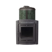 Печь для бани Атмосфера XL+, усиленная каменка, ламели "Верде Гватемала" (ProMetall)