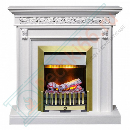 Каминокомплект Valletta - Белый (Ширина 1040 мм) с очагом Danville Antique Brass FB2