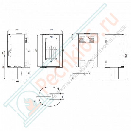 Печь-камин Orbis Top, черная сталь (Defro-Home) 9кВт