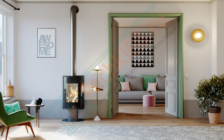 Печь-камин Orbis Top, черная сталь (Defro-Home) 9кВт