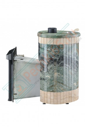 Дровяная банная печь Макси ПФ "Жадеит перенесённый рисунок + Окаменевшее дерево" (Ферингер)