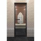 Стеклянная дверь DoorWood «Хамам Прозрачная» в черном профиле 2000х900 (по коробке)