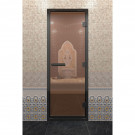 Дверь для хамама в черном профиле, бронза 2100x900 мм (DoorWood)