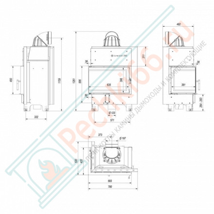 Стальная топка MBM/L/BS/SG, гнутое стекло (Kratki)