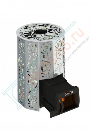 Дровяная банная печь Grill'D Violet Steel Long (Камень колотый 100 кг)