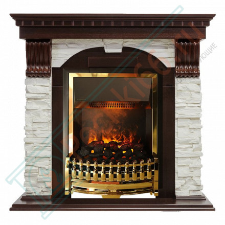 Электрокаминокомплект Dublin - Темный дуб / Сланец белый с очагом Atherton