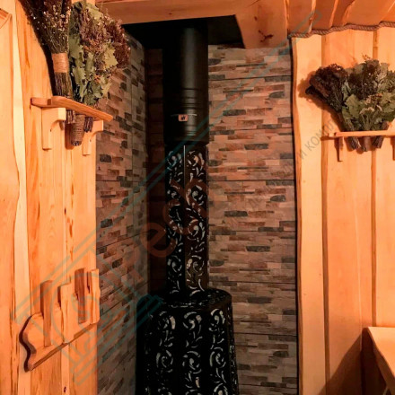 Дровяная банная печь Grill'D Violet Short Window Max (Камень колотый 100 кг)