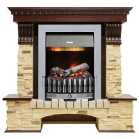 Каминокомплект электрический Pierre Luxe угловой - Темный дуб / Сланец (Высота 1050мм) с очагом Danville Chrome FB2 (Dimplex)