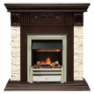 Электрокаминокомплект Luxemburg (каменный) - Сланец/Темный дуб с очагом Cavendish