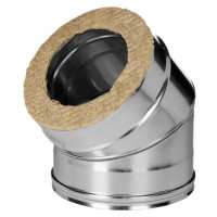 Отвод 45° с изол (НЕРЖ-321/0,8-НЕРЖ-439/0,5) d-250/330 (Дымок-Lux)