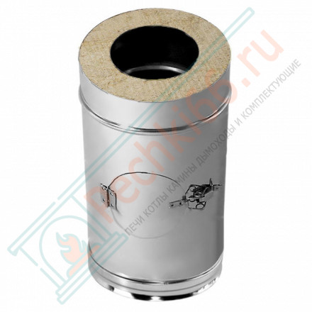 Труба V50R с лючком ревизии с изол L=500 (AISI-321/0,8-AISI-304/0,5) d-160/260 (Вулкан-Cerablanket)