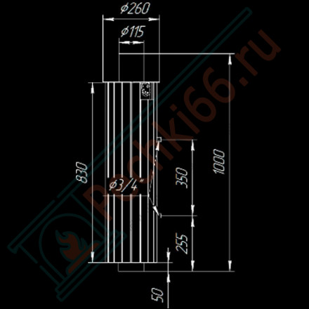 Дымоход с регистром Змеевик + Россо Леванте, d-115, L=1000 мм (Feringer)