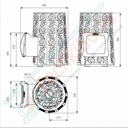 Печь для бани Violet Romb Short Window Max Pro (Grill’D)